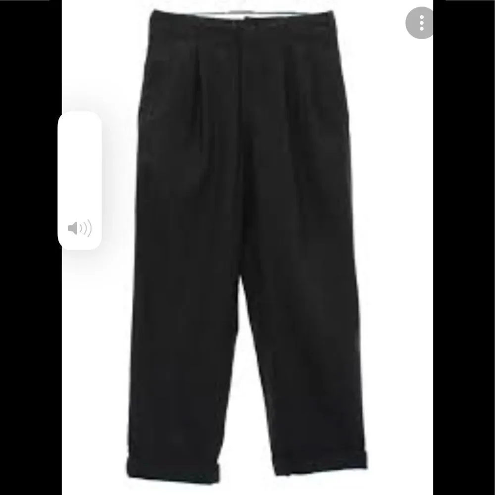 Turn-Up Cuff Trousers Pants Solid Black